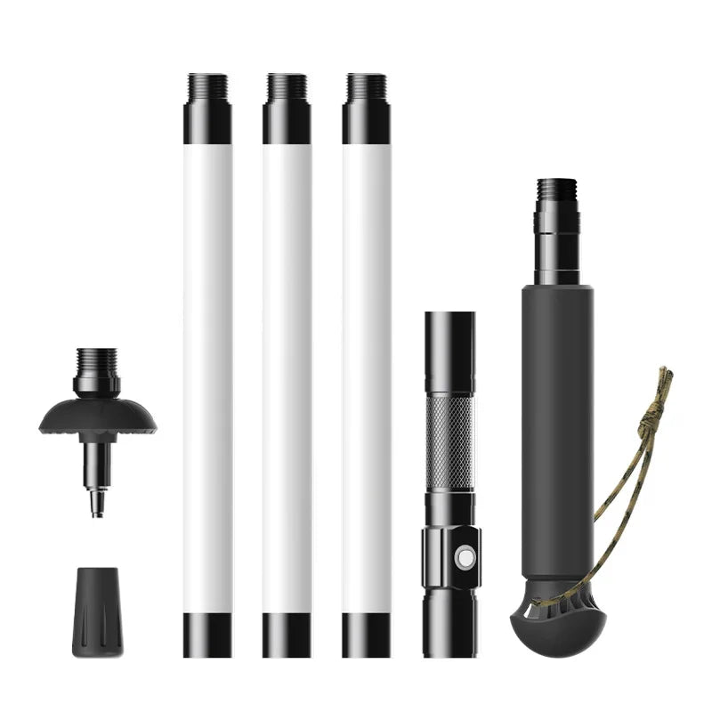 Aluminum Alloy Foldable Lighted Trekking Pole, Rechargeable LED Walking Stick for Night Hiking, Camping, Trekking Outdoor Travel